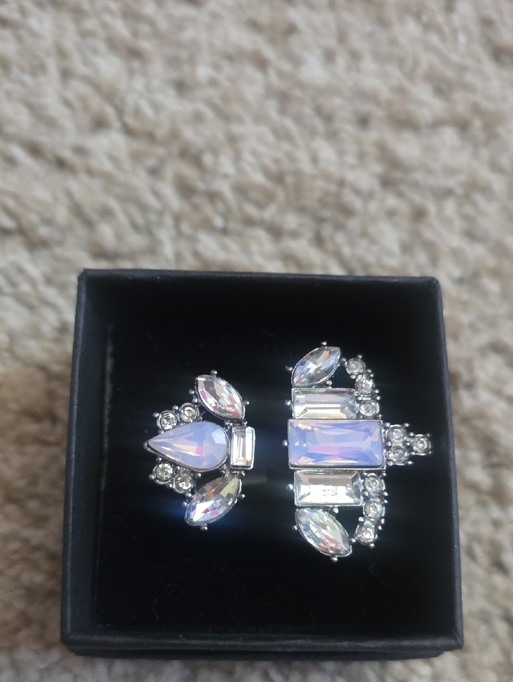 Iridescent Lavender Crystal Brooch Set - Silver-Tone Accent